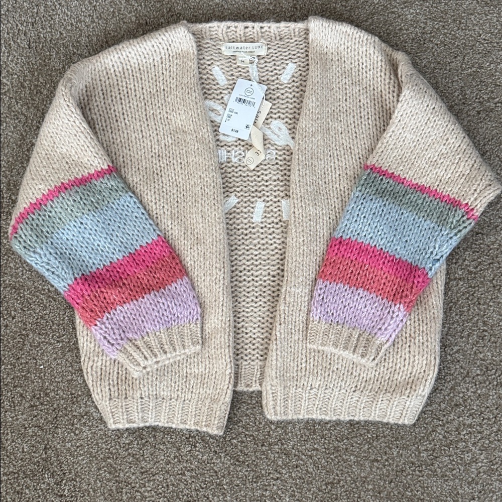 NWT saltwater LUXE Open-Front Cardigan, size M